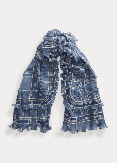 Bufandas Ralph Lauren Mujer Azules / Multicolor - Plaid Ruffled Silk - QDCUT7890